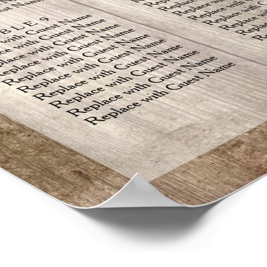 木淡い色のとライトウェディングレセプションの座席表 ポスター (角)