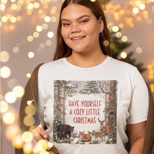 木漏れ日の森の動物 クリスマス Tシャツ