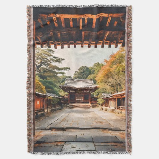 木漏れ日 - 日差しに包まれた寺院 スローブランケット (正面縦)