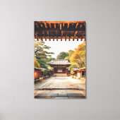 木漏れ日 - 日差しに輝く寺院 キャンバスプリント (正面)