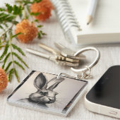 木炭うさぎスケッチ キーホルダー (正面右)