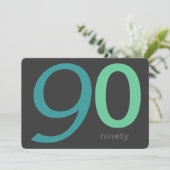 木炭および青のカスタムの第90誕生日の招待状 招待状 (スタンド正面)