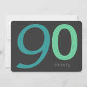 木炭および青のカスタムの第90誕生日の招待状 招待状 (正面)