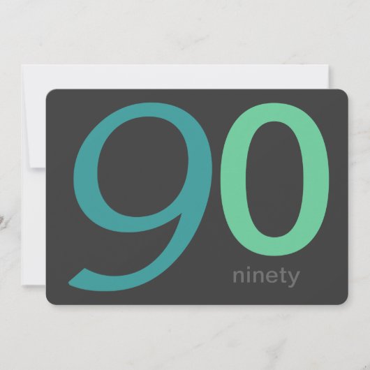 木炭および青のカスタムの第90誕生日の招待状 招待状 (正面)