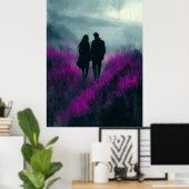 木炭で紫の野原をロマンチックに歩く ポスター (ホームオフィス)