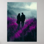 木炭で紫の野原をロマンチックに歩く ポスター (正面)