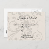 木炭とアイボリーフィリーグリーRSVPポストカード インビテーションポストカード (正面/裏面)