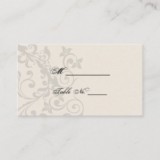 木炭とアイボリーフィ結婚リグリー座席表 プレイスカード (正面)