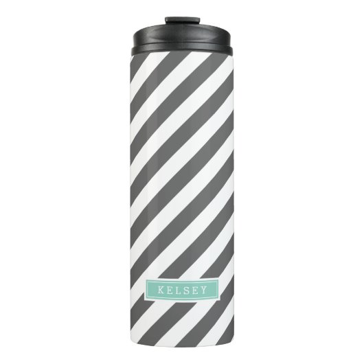 木炭とアクアの名門私立校風のモノグラストライプム タンブラー (正面)