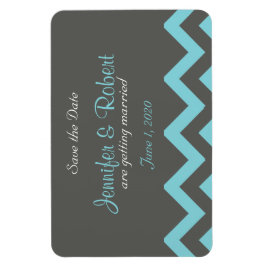 木炭とアクアシェブロン結婚式の日付を保存 マグネット