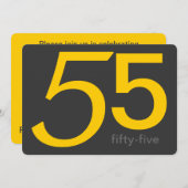木炭とイエローカスタム誕生日55番目招待状 招待状 (正面/裏面)