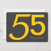 木炭とイエローカスタム誕生日55番目招待状 招待状 (正面)
