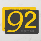 木炭とイエローカスタム誕生日92番目の招待状 招待状 (正面/裏面)