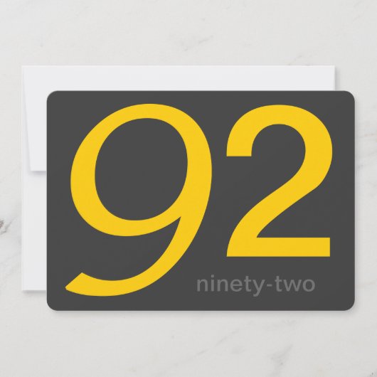 木炭とイエローカスタム誕生日92番目の招待状 招待状 (正面)