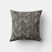 木炭とグレーヘリンボーン幾何エレガント図形 クッション (裏面)