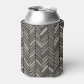 木炭とグレーヘリンボーン幾何エレガント図形 缶クーラー (缶正面)