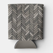 木炭とグレーヘリンボーン幾何エレガント図形 缶クーラー (正面)