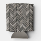 木炭とグレーヘリンボーン幾何エレガント図形 缶クーラー (裏面)