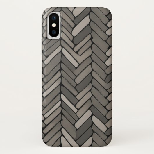 木炭とグレーヘリンボーン幾何エレガント図形 Case-Mate iPhoneケース (裏面)