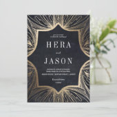 木炭とフェイク金ゴールドアールヌーボー招待状 招待状 (スタンド正面)