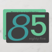 木炭とブルーカスタム誕生日85th招待状 招待状 (正面/裏面)