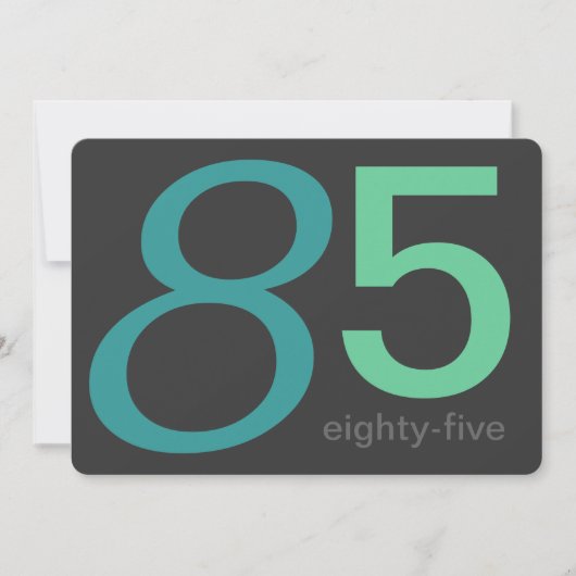 木炭とブルーカスタム誕生日85th招待状 招待状 (正面)