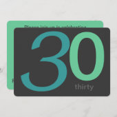 木炭とブルーカスタム30歳の招待状 招待状 (正面/裏面)