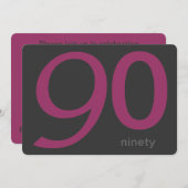 木炭とプラムカスタム90th誕生日招待状 招待状 (正面/裏面)