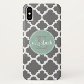 木炭とミントクローバーパターンモノグラム Case-Mate iPhoneケース (裏面)