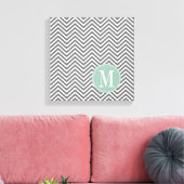 木炭とミントグリーンシボロンカスタムズモノグラム キャンバスプリント (インサイチュ (リビング))