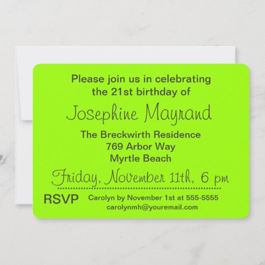 木炭とライムカスタム21歳招待状 招待状 (裏面)