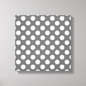 木炭と白の水玉模様 キャンバスプリント (正面)