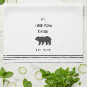 木炭と白素朴熊パーソナライズされた キッチンタオル (折り畳み)