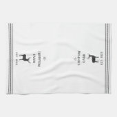 木炭と白素朴鹿パーソナライズされた キッチンタオル (横)