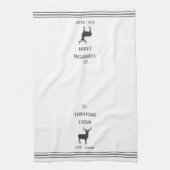 木炭と白素朴鹿パーソナライズされた キッチンタオル (縦)