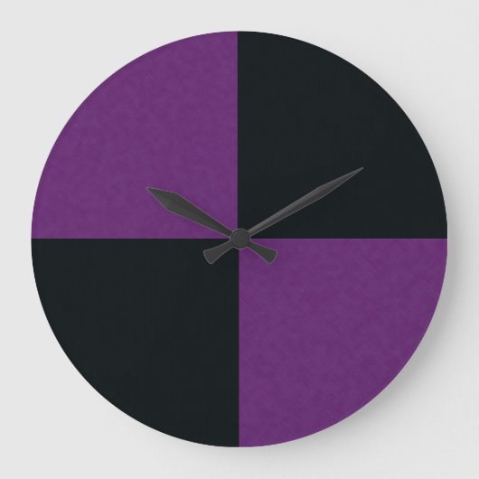 木炭と紫のデニム壁掛け時計 ラージ壁時計 (正面)