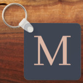 木炭と薄桃色パーソナライズされたモノグラムの キーホルダー (正面)