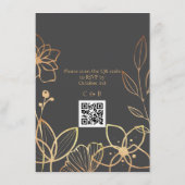 木炭と金ゴールドのQRコー結婚ド エンクロージャーカード (裏面)