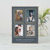 木炭と金ゴールドクリスマスフォトコラージュ シーズンカード (スタンド正面)