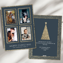 木炭と金ゴールドクリスマスフォトコラージュ シーズンカード