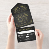 木炭と金ゴールドレイベンモノグラムゴシック結婚ズ オールインワン招待状 (切り取り部)