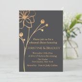 木炭と金ゴールド写真QRコード結婚のリハーサル 招待状 (スタンド正面)