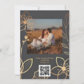 木炭と金ゴールド写真QRコード結婚ズ 招待状 (裏面)