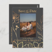 木炭と金ゴールド日付の写真を保存 ポストカード (正面/裏面)