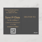 木炭と金ゴールド日付の写真を保存 ポストカード (裏面)