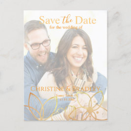 木炭と金ゴールド日付の写真を保存 ポストカード