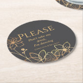 木炭と金ゴールド私は踊り ラウンドペーパーコースター (アングル)