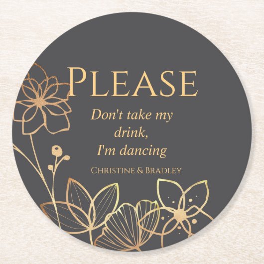 木炭と金ゴールド私は踊り ラウンドペーパーコースター (正面)