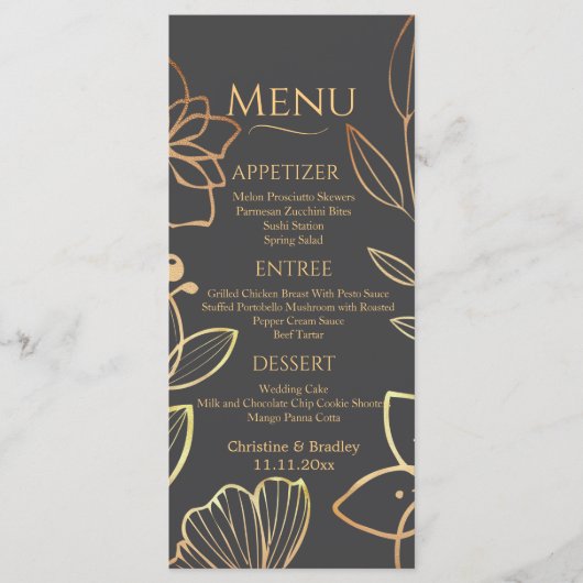 木炭と金ゴールド結婚のメニュー メニュー (正面)