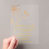 木炭と金ゴールド結婚ズ アクリル招待状 (インサイチュ (ポータブル))